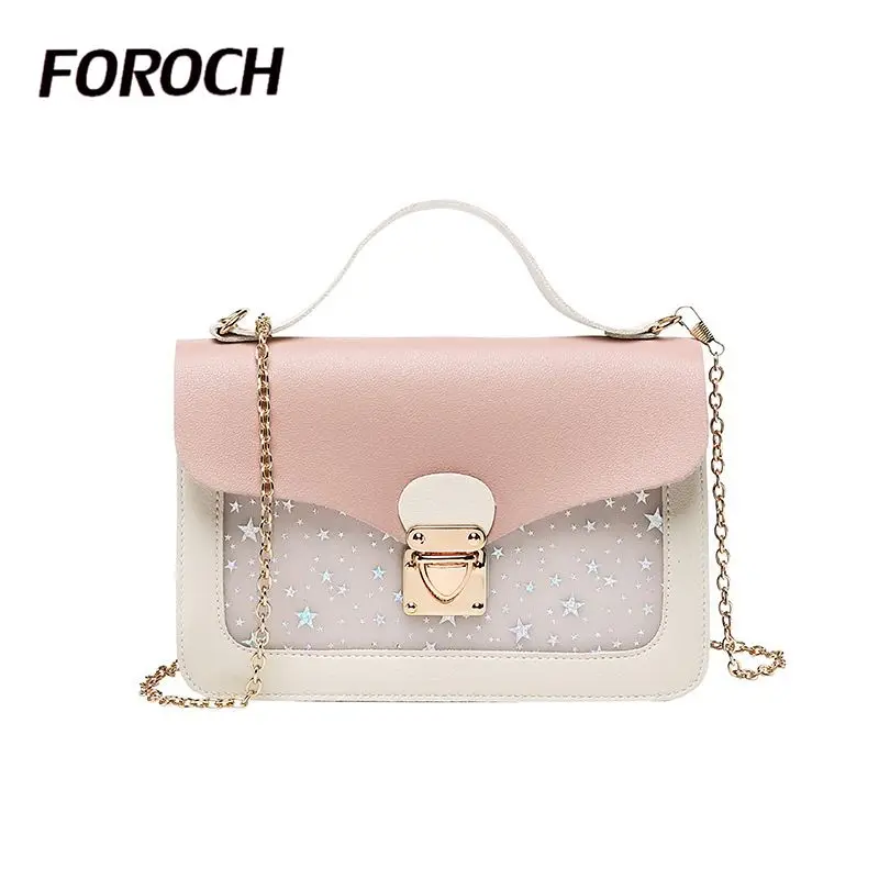 FOROCH модные маленькие сумки через плечо для женщин 2019 Мини PU Звезда сумка девочек