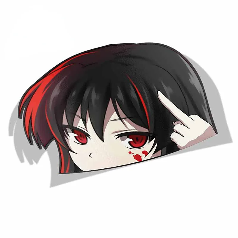 

Design Funny Car Sticker for Akame Ga Kill Peeker Peek Anime Vinyl JDM Styling Window Trunk Laptop 3D Decal KK13*9cm