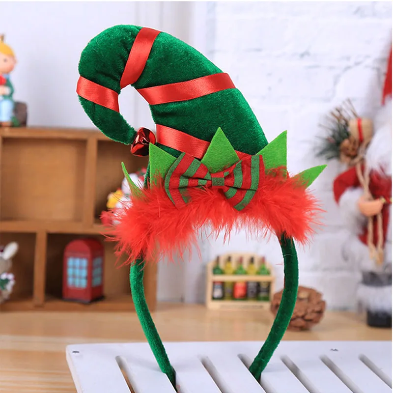 Рождественский ободок эльфа украшение для детей головной убор взрослых обруч