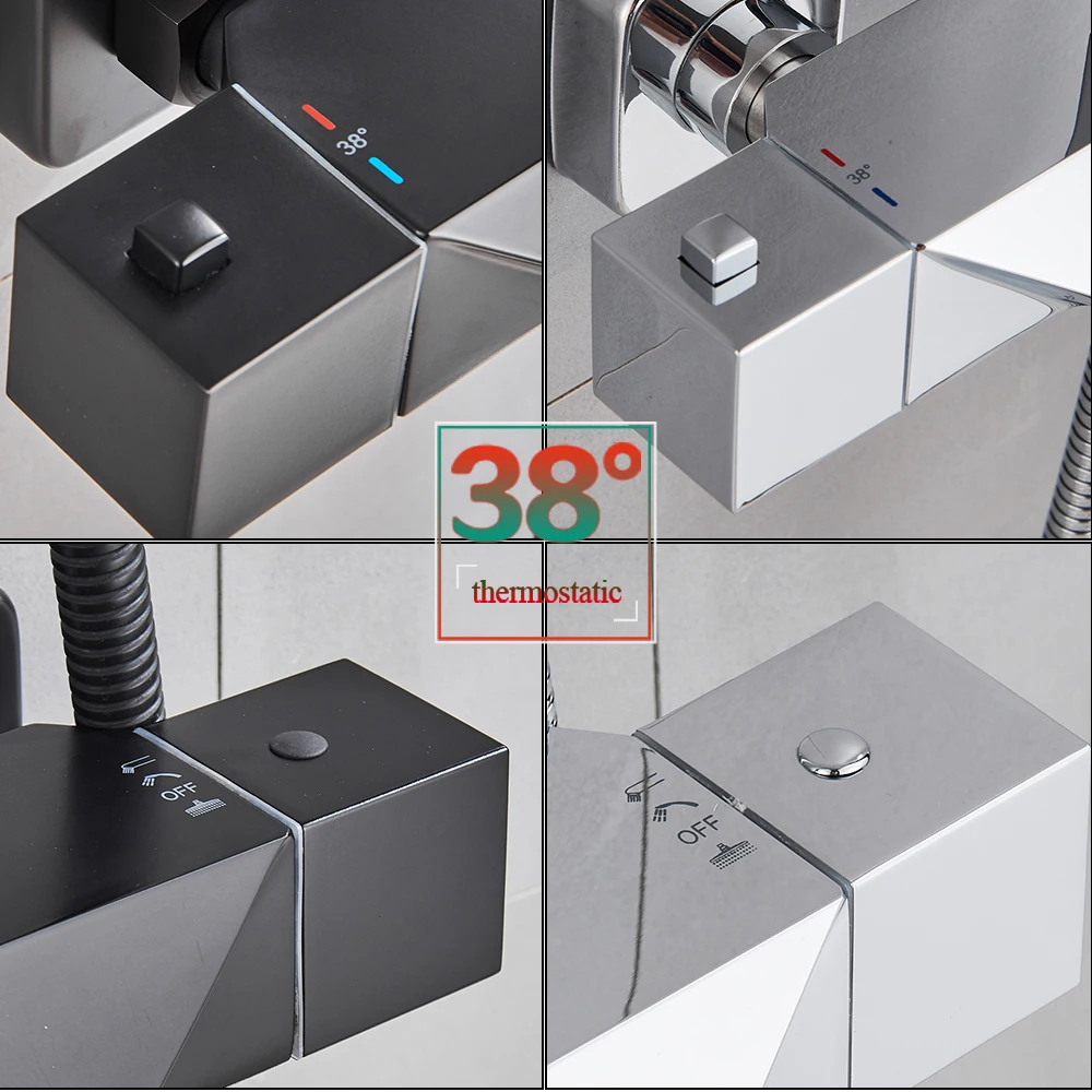 Хромированный смеситель душа термостатический для ванной 8 дюймов душевой набор