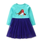 SAILEROADмилые платья с принтом птиц для девочек детское платье с длинными рукавами платье принцессы для маленьких девочек хлопковая Осенняя детская одежда