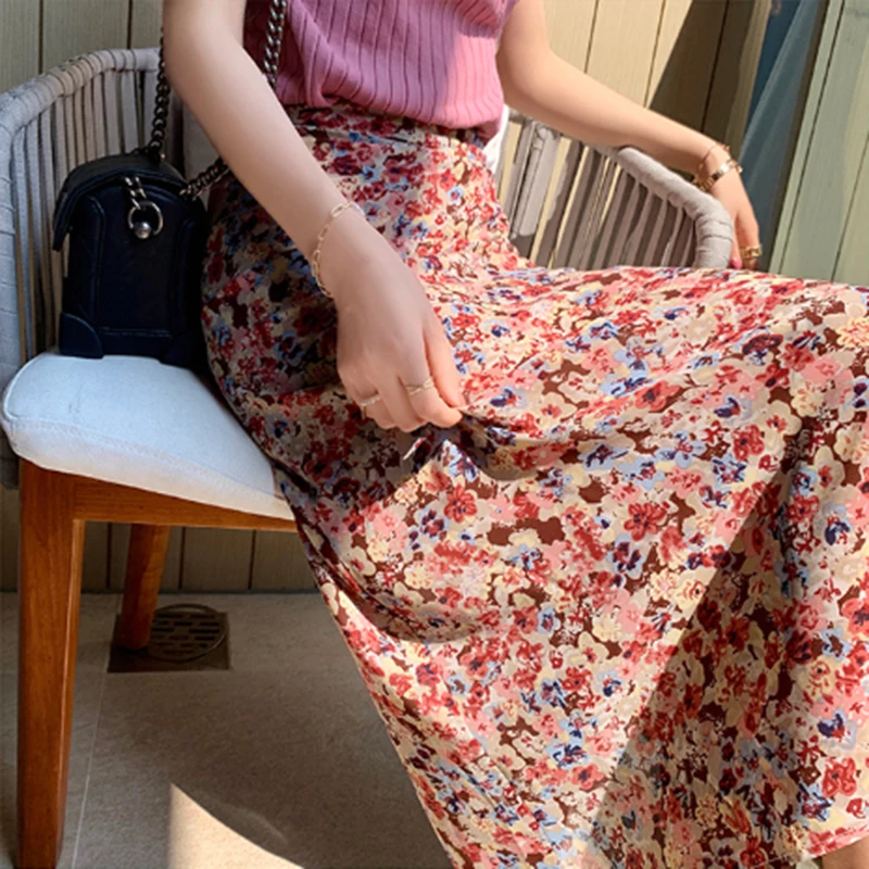 MISHOW 2020 новые весенние юбки женские модные свободные тонкие до середины икры с