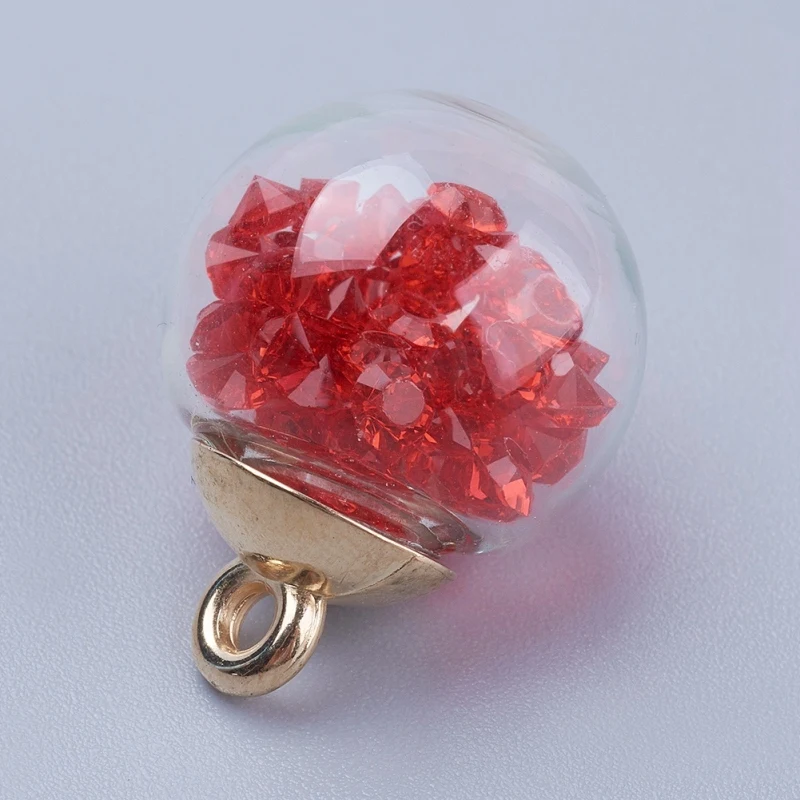 

100pcs Mixed Color Glass Ball Pendants jewelry making, with Rhinestone and CCB Plastic Findings ,Golden,21x15mm, Hole: 2mm F80