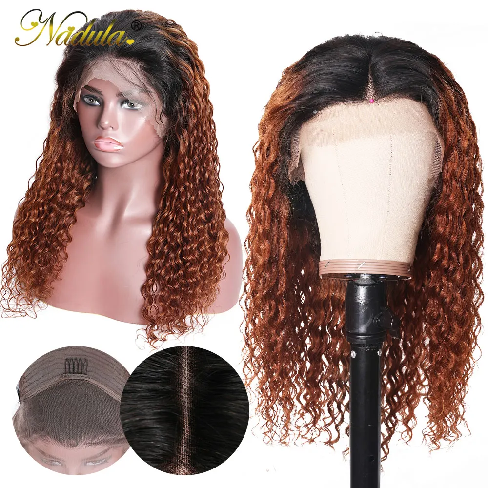 Nadula Hair Ombre 1B 30 вьющиеся кружевные передние человеческие волосы парики 13*4