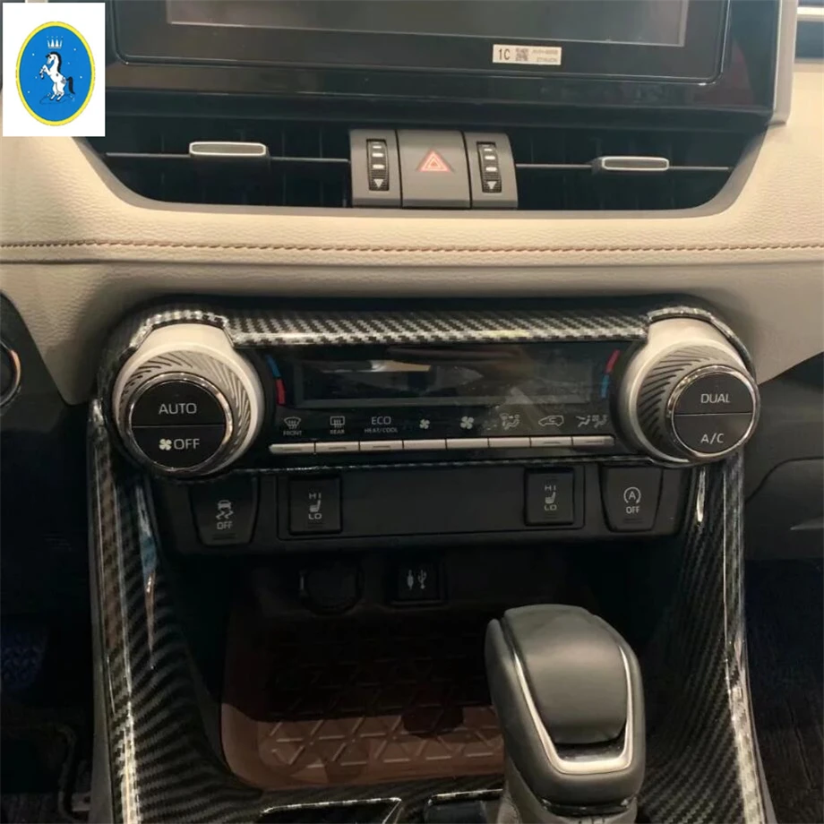 Yimaautotrim авто аксессуар центральный Кондиционер Переключатель переменного тока Накладка подходит для TOYOTA RAV4 RAV 4 углеродное волокно ABS