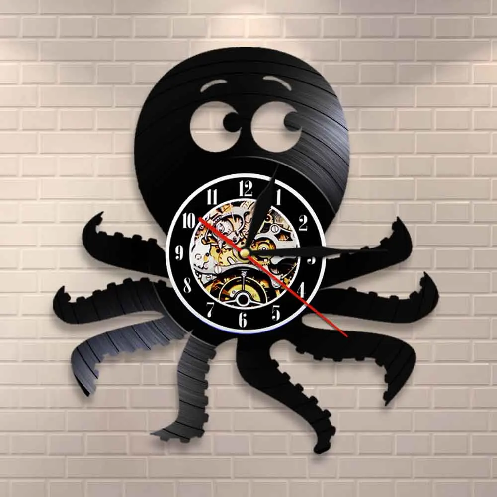 Настенные часы осьминог Морской стиль современные настенные с изображением