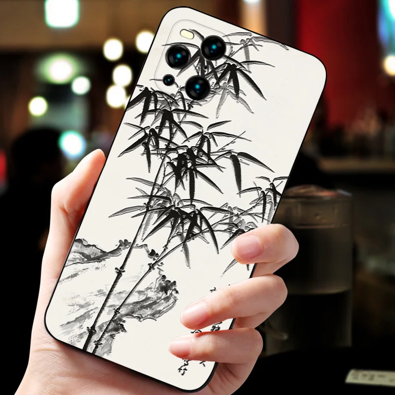 embossed vintage east asian chinese japanese style case for oppo find x3 find x3 pro snow mountain crane cover free global shipping