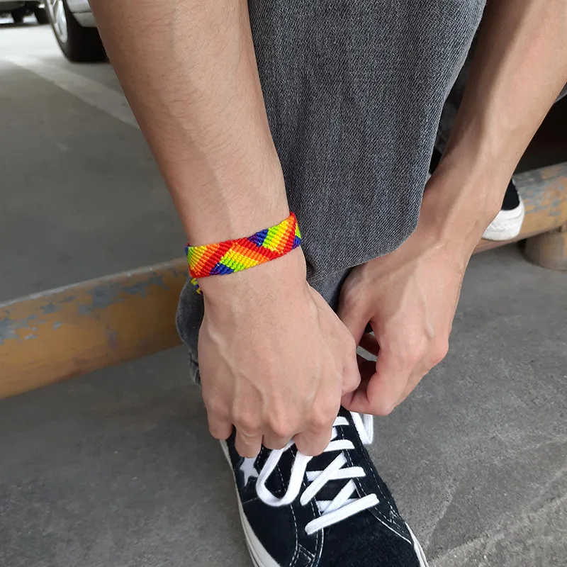 ABL219(1) 15 мм широкий показать свою истинную Цвет веревка с изображением ЛГБТ-радуги