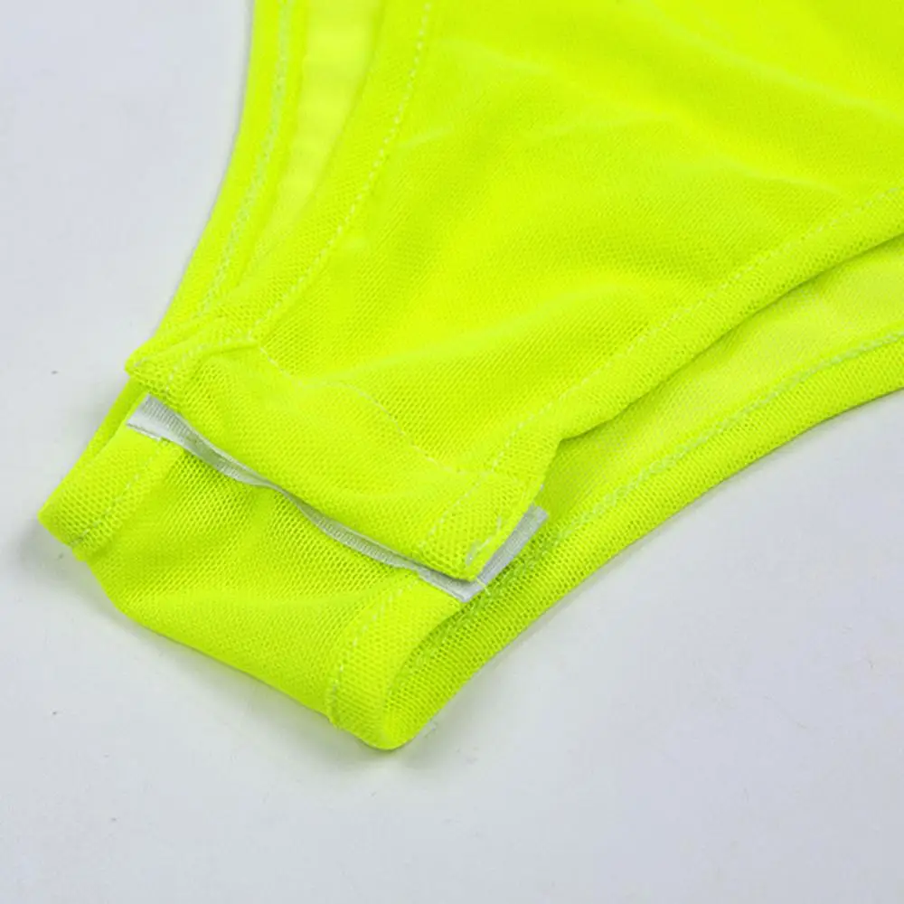 Сетчатый комбинированный женский комбинезон сексуальный полый флуоресцентный