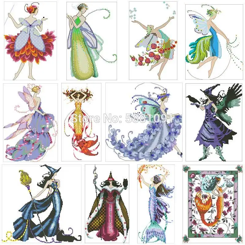 

Fairy series 3 patterns Counted Cross Stitch 14CT DIY wholesale Chinese Cross Stitch Kits Embroidery Needlework Sets