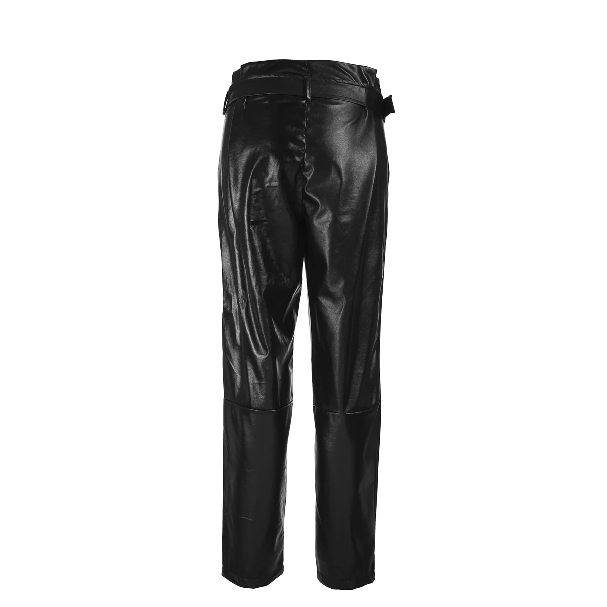 Осенне-зимние модные женские кожаные брюки с высокой талией Стрейчевые