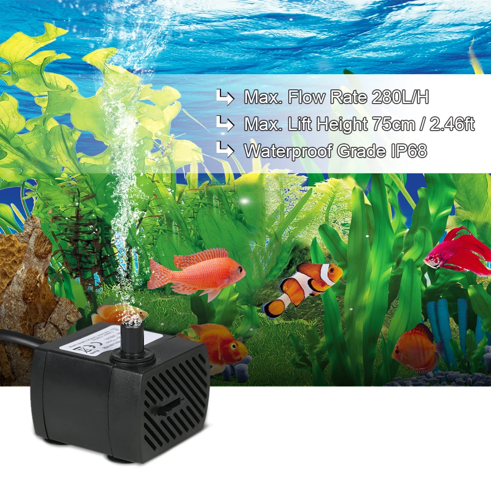 

2W/2.5W/4W Submersible Water Pumpr Fountain Pump Filter Fish Pond Aquarium Water Pump Tank Garden Fountain AC110V/220V