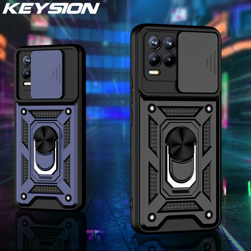 keysion shockproof case for realme 8 pro 5g 8i c25s c21y push pull camera protection phone cover for oppo a95 a94 a74 12 a15 a16 free global shipping