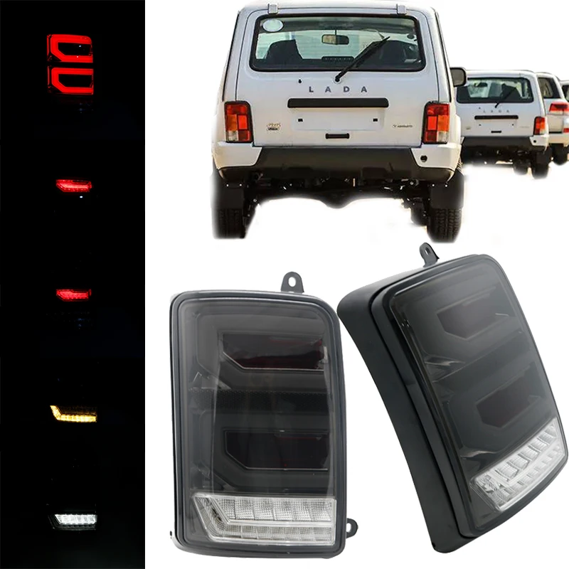 black tail light Для Лада Нива 4X4 1995 светодиодный DRL фары с ходовым поворотным сигналом PMMA/ABS пластик функциональные аксессуары Тюнинг Автомобиля - Цвет: black tail light