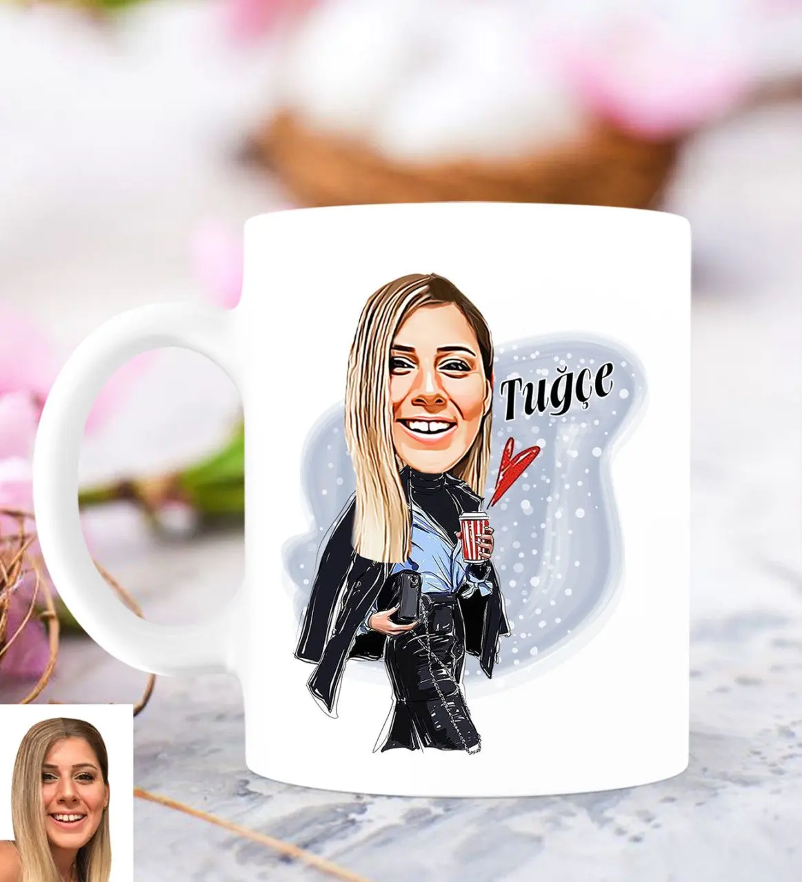 

Персонализированные Женские икона моды карикатура белая кружка Bardak-4