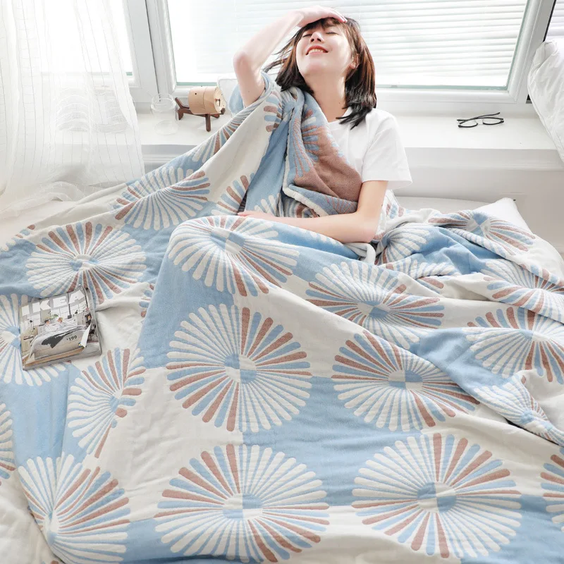 

NEW Cotton Gauze Muslin Throw Blanket for Sofa Bed Summer Air Conditioning Bedspread for Kids Adults Bedding Coverlet