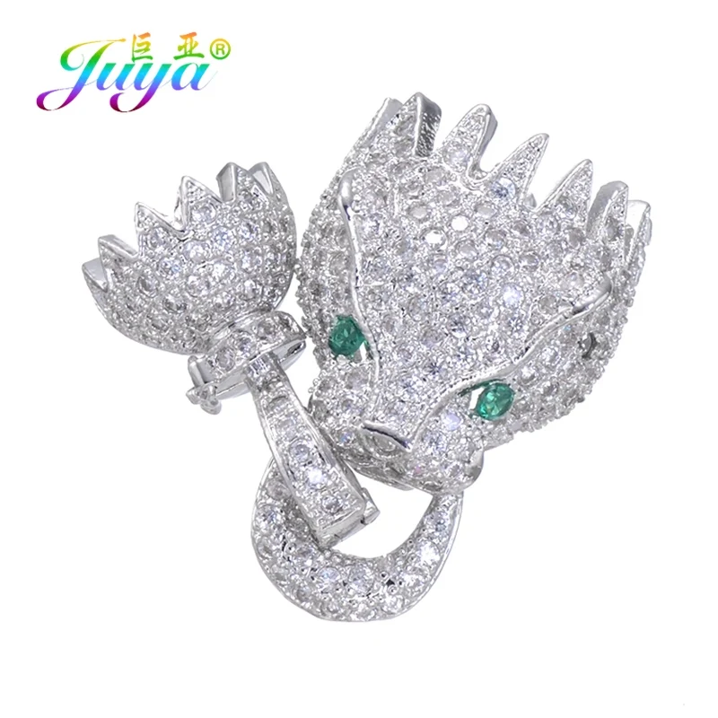 White Gold Green Eye Juya DIY бусины ювелирные изделия застежки поставки Леопард застежка для закрывания Дракон застежки для натуральных камней Жемчуг Бисероплетение ювелирных изделий - Цвет: White Gold Green Eye