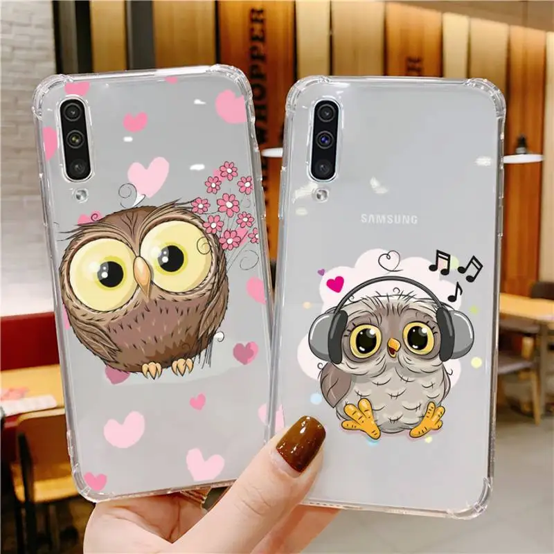 

Cute Owl Black Phone Case For Xiaomi Mi 11 Ultra Lite 10 Redmi Note 9 8 7 9a K30S K40 Pro Transparent Coque