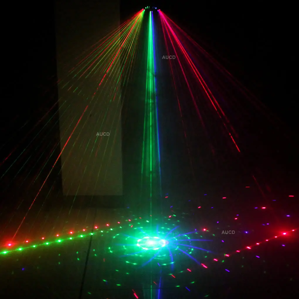 9 глаза DMX RGB лазерный звук Управление проектор лампа светильник для диско