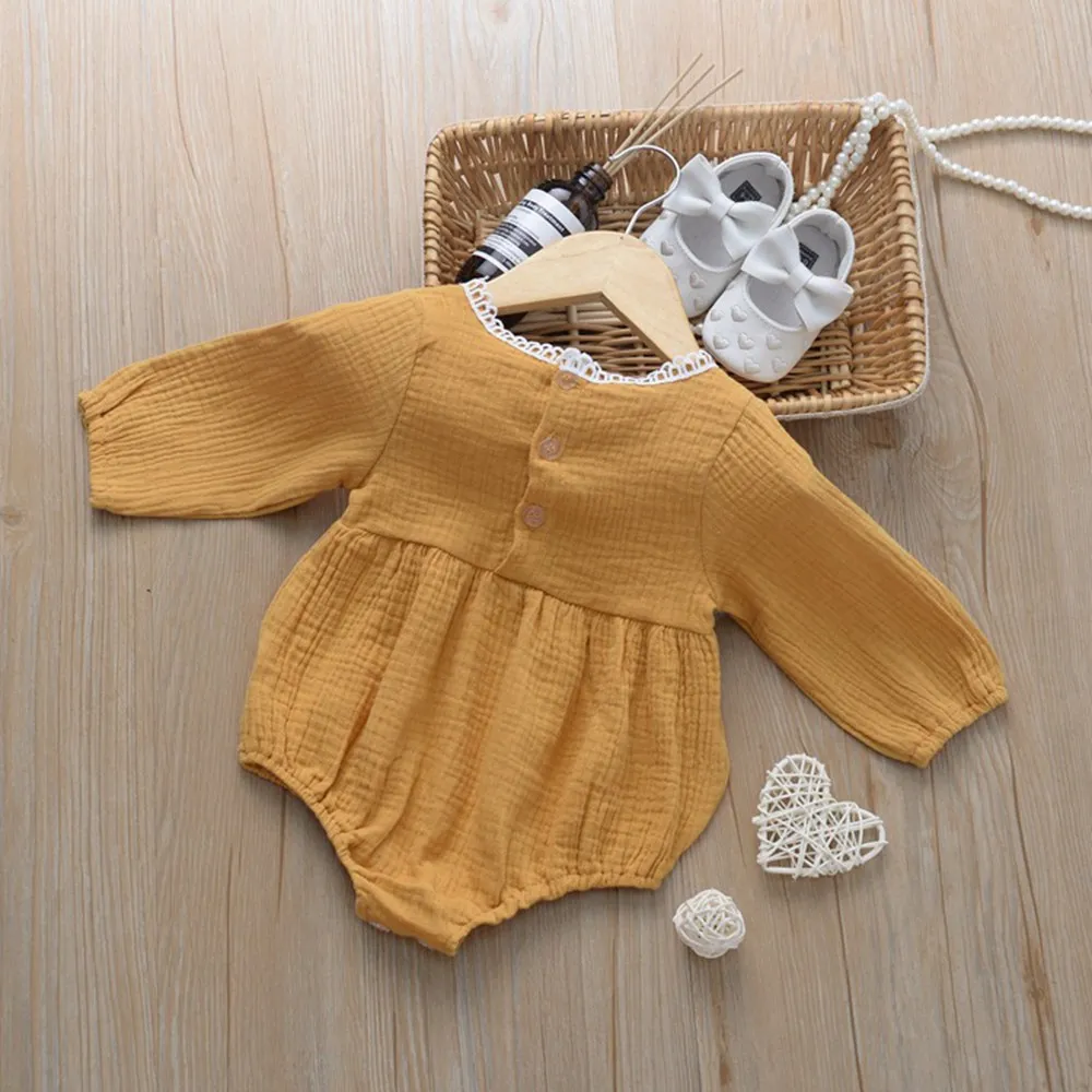 2019 осенний Детский костюм для девочек детский кружевной комбинезон с длинным