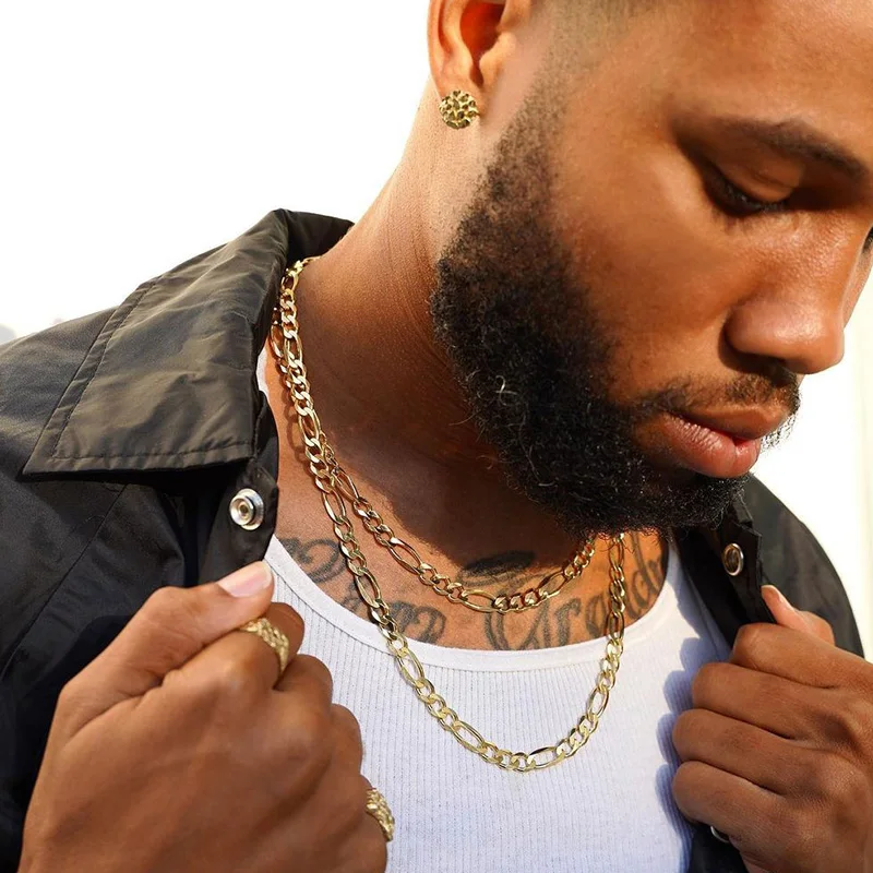 Фигаро цепи с самородками мужские ожерелья коробки Куба ссылка ожерелье s