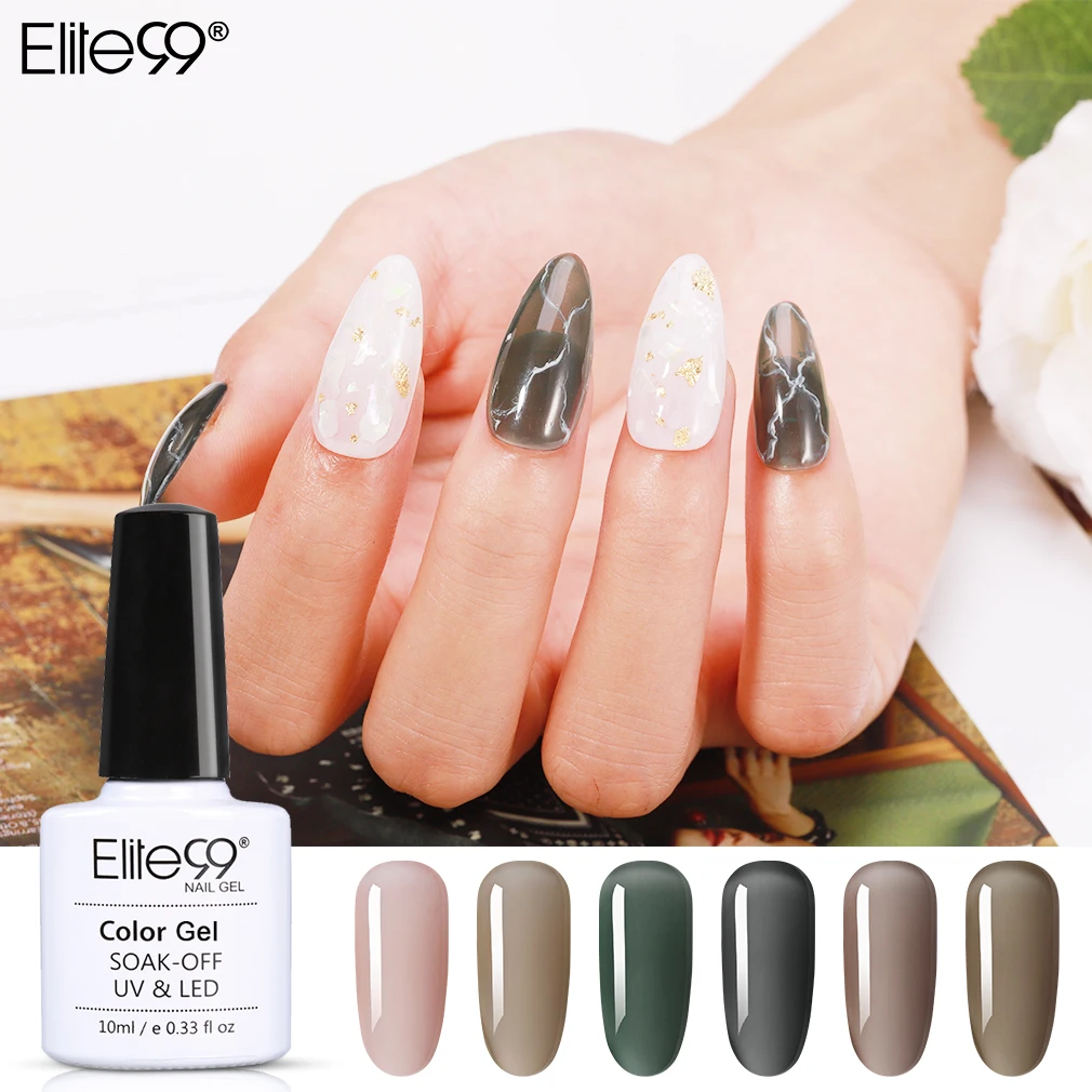 Elite99 10 мл Galaxy серый Гель лак био Гели Soak Off желе УФ для ногтей полустойкое к полу