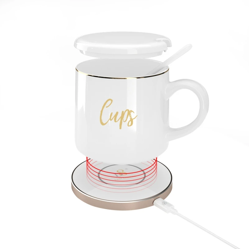 

18W Heated Coffee Mug with Wireless Charging Self-heating Cup Warmer Temperature Mug for Office Home Desktop Use
