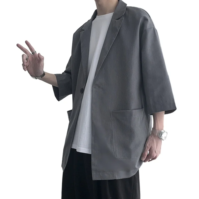 

2021 New Summer Traditional Style Leisure Suit Male Fashion Thin Style Pent Feeling Small Suit Jacket Short-sleeved Coat