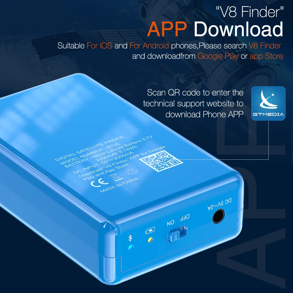Спутниковый искатель GTMEDIA V8 Finder BT05 цифровой DVB S2 Gt медиа Sat HD для Android IOS Freesat Satfinder TV |