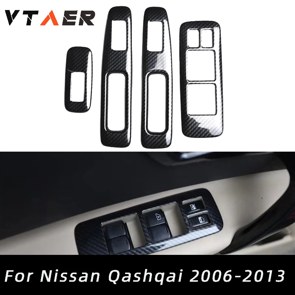 

For Nissan Qashqai J10 2006 2007 2008 2009 2010 2011 2012 2013 Interior Door Window Lift Button Cover 4pcs LHD