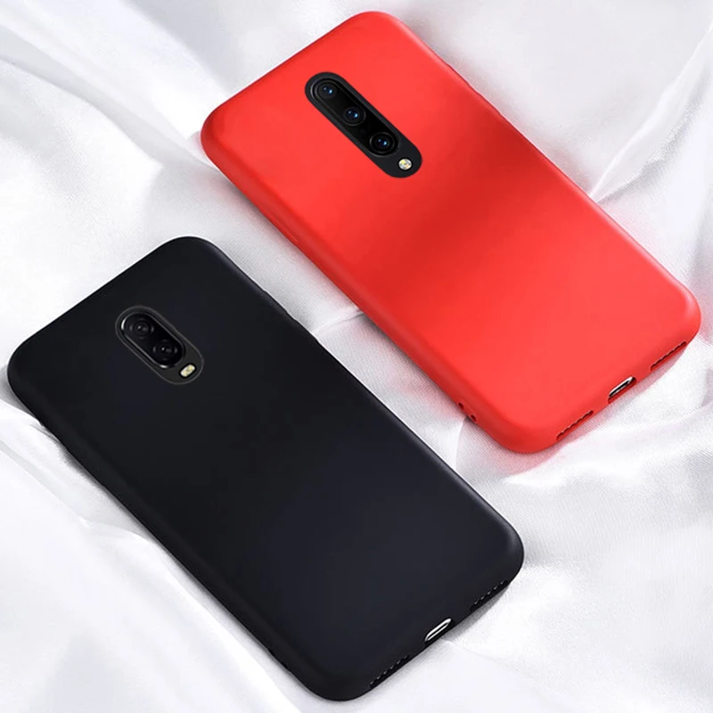 Матовый Силиконовый чехол для телефона oneplus 6 6t 5 5t 7 pro pt красный черный ТПУ задняя