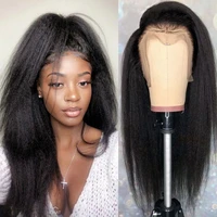 magic wave kinky straight 13x4 lace front human hair wigs brazilian virgin hair for black women virgin frontal full hd transpare