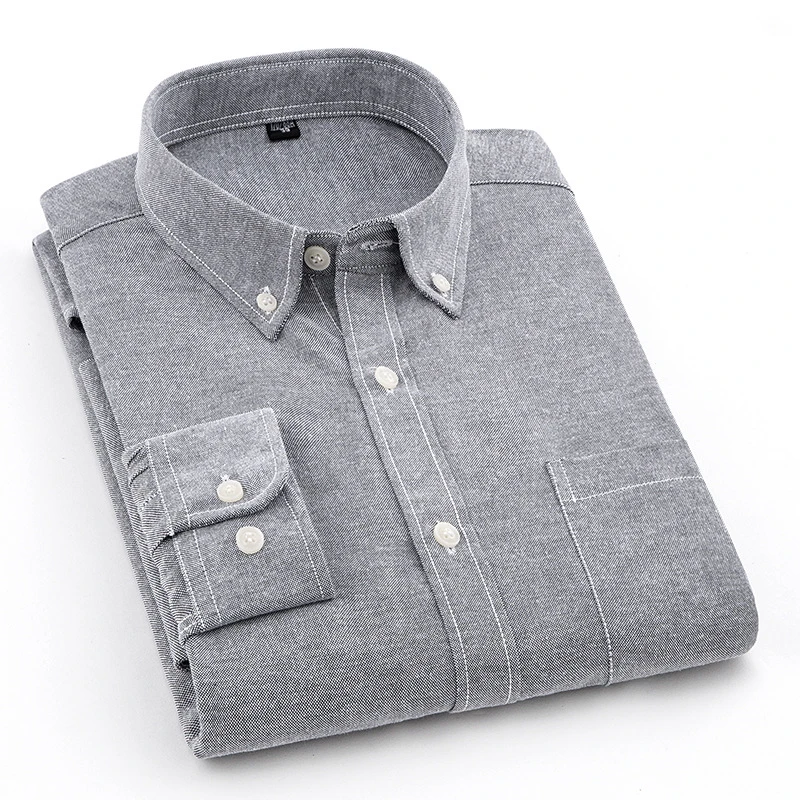 

All Cotton Oxford Mens Shirts High Quality Striped Business Casual Soft Dress Social Shirts Regular Fit Male Shirt Big Size 5XL