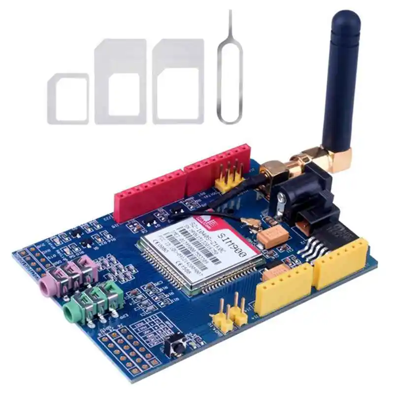 

SIMCOM SIM900 GSM GPRS Quad-Band Modules 2G Development Shield Board for Arduino UNO R3 Mega with antenna and Nano Sim Adapter