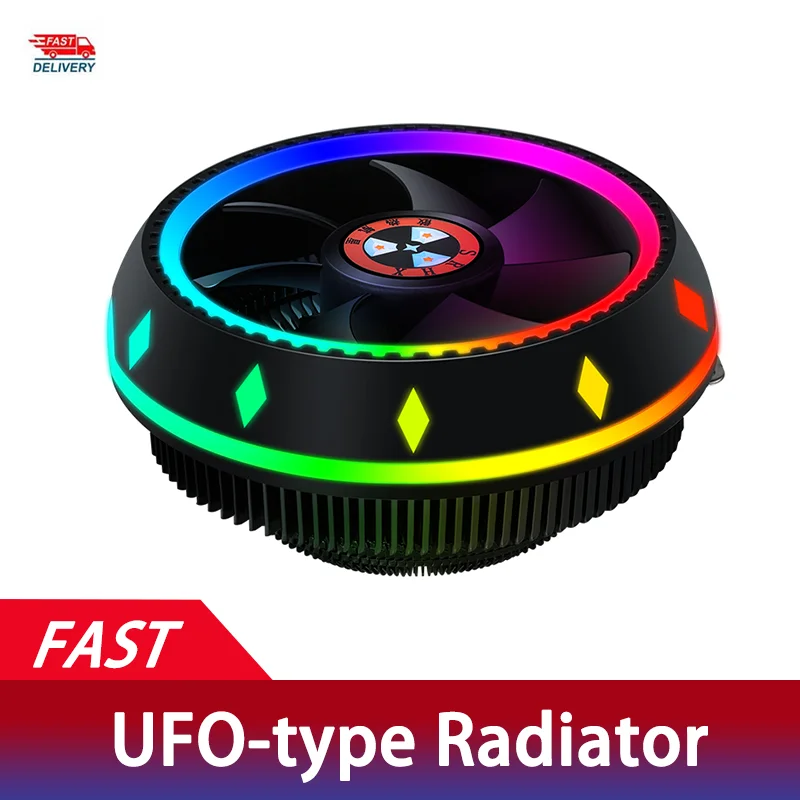 

NEW UFO-type Radiator Desktop Computer CPU Radiator Color Light-emitting Mute Universal CPU Fan Air Cooling 2021