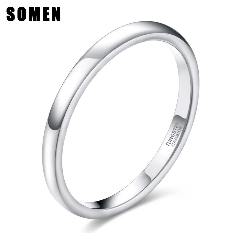 

Somen 2mm Thin Women Rings Tungsten Fashion Polished Engagement Stacking Rings Silver Color Wedding Band Female Fashion Jewelry