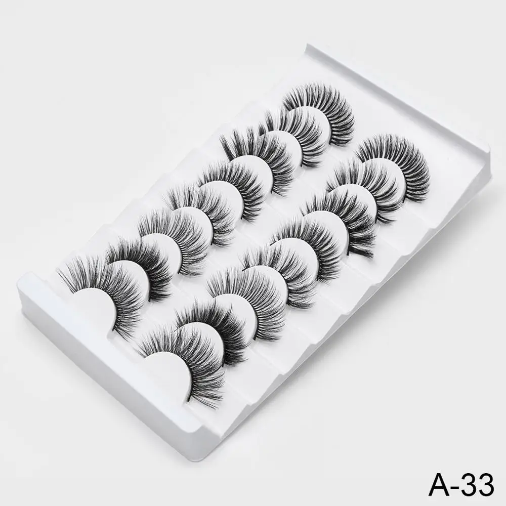 8 пар 3D норковые Накладные ресницы ручной работы натуральные длинные ресницы пушистые ресницы Многоразовые Накладные ресницы инструмент для наращивания - Цвет: A33