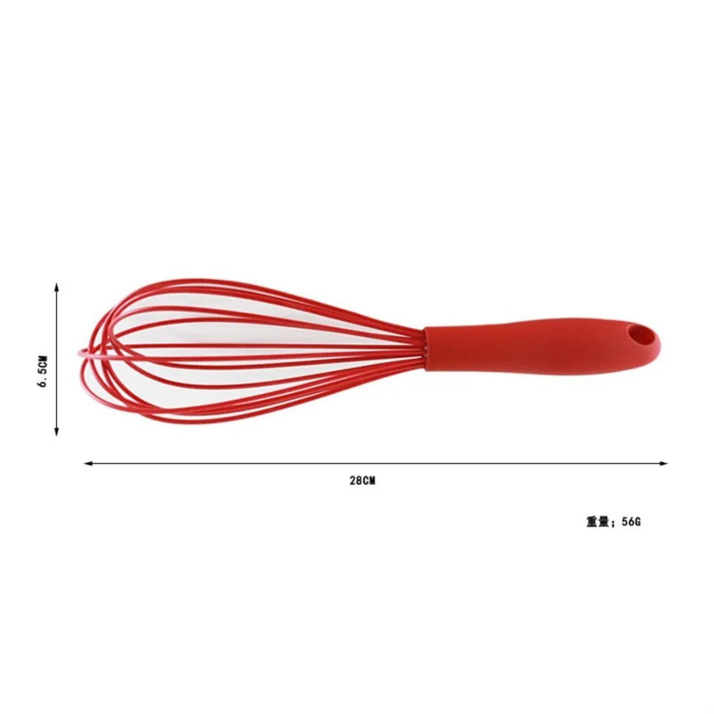 

Manual Egg Beater Nylon Handle Silicone Milk Cream Butter Whisk Mixer Stiring Tool Red Color