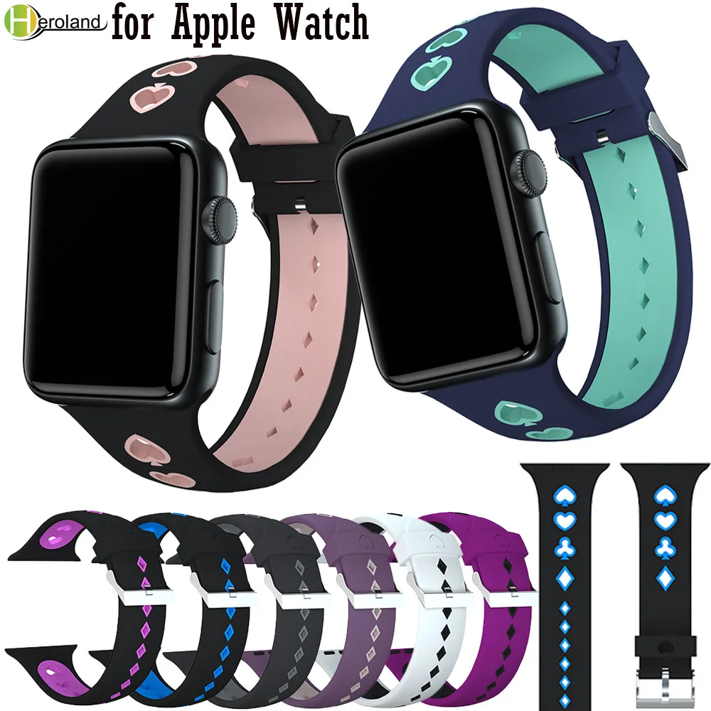 Спортивный мягкий силиконовый ремешок для Apple Watch Series1 2 3 4 5 6 38 мм 42 44 40 сменный