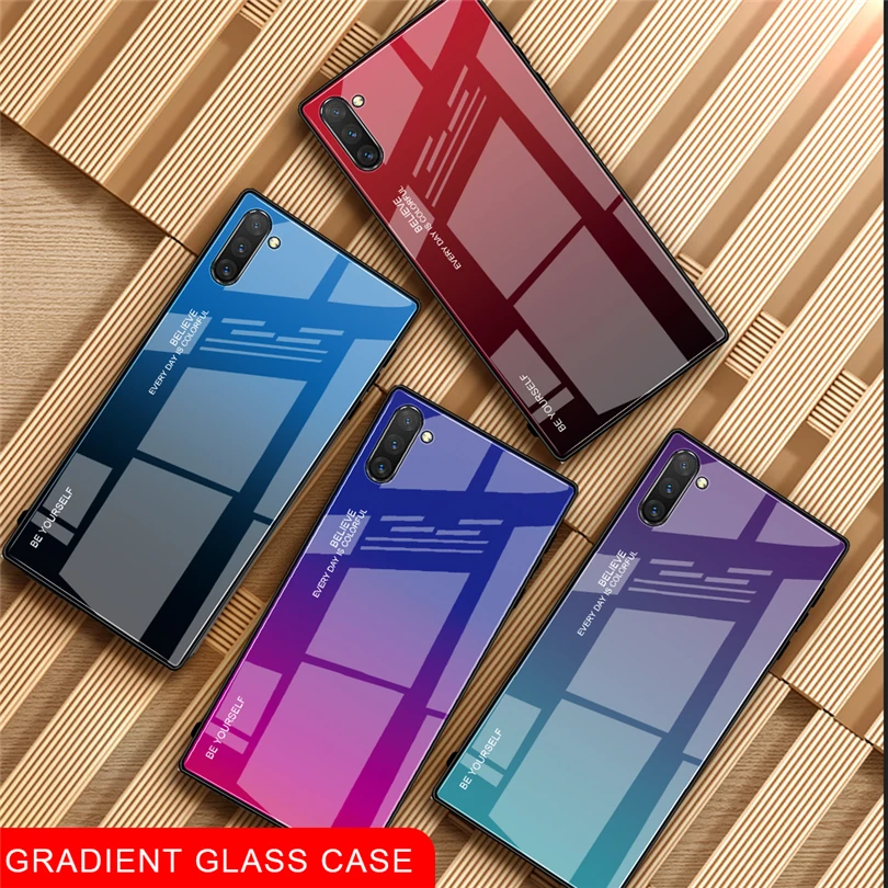Для samsung Galaxy S10 Note 10 Plus, чехол с градиентным закаленным стеклом, Жесткие ТПУ чехлы накладки для samsung Galaxy Note 8 9 10 S10 5G S10E