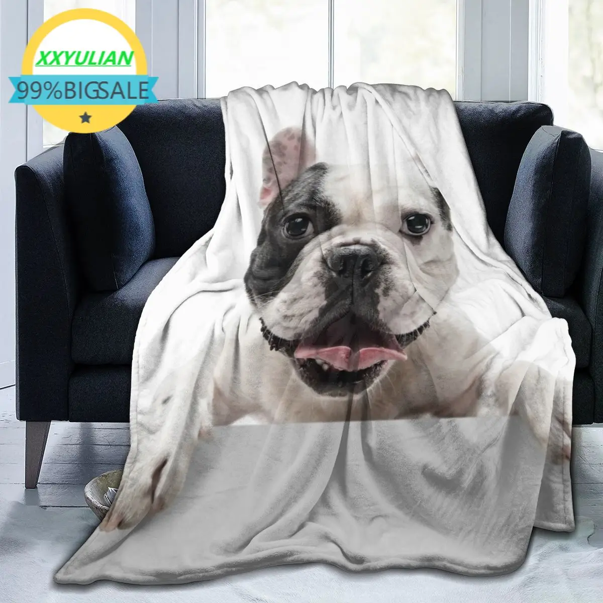 

Мягкое теплое Флисовое одеяло, Французские бульдоги, зимнее покрывало для дивана, клетчатый плед, светильник кие тонкие фланелевые одеяла д...