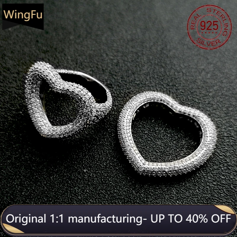 

s925 sterling silver monaco jewelry love heart inlaid zircon fashion women ring luxury brand birthday gift