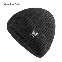 new mens winter solid color fashion beanie hats warm and thick plus velvet knitted hats mens hats womens hats casual soft hat