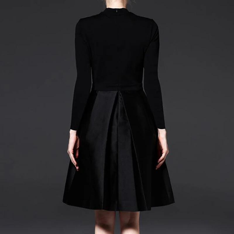 

Elegant Woman Long Sleeve Black Dresses XXL