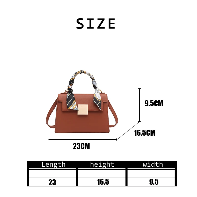 

Autumn Winter New Style Small Square Bag Women Fashion Solid Simple Design Versatile Silk Scarf Handle Crossbody Shoulder Bag