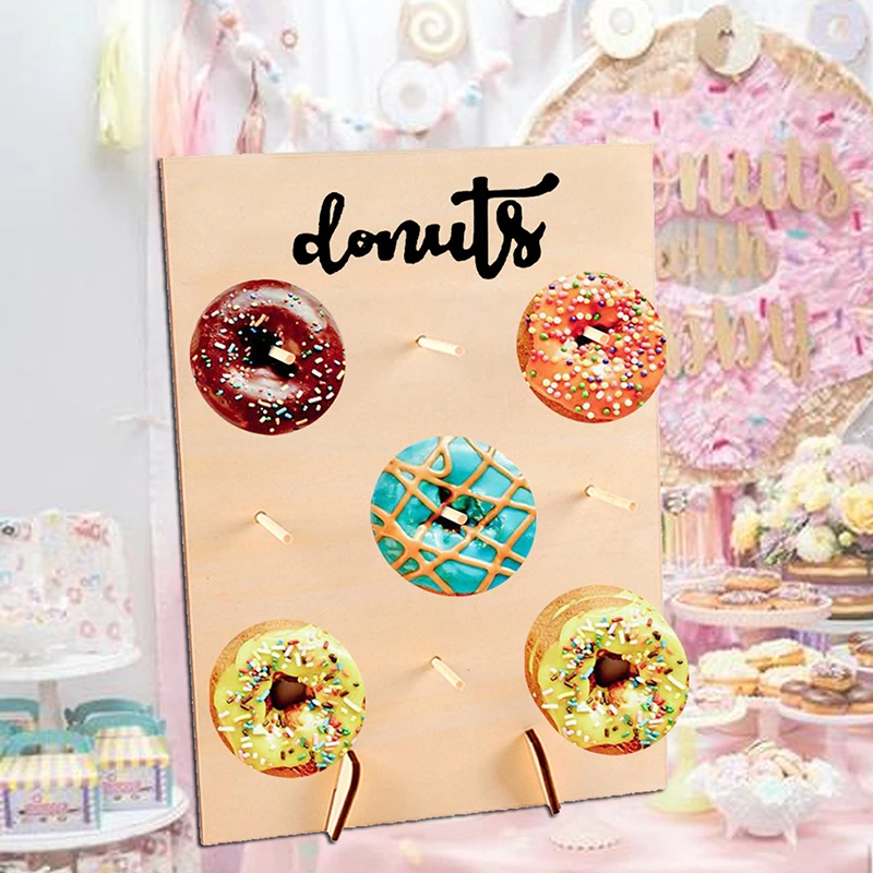 

Wooden Wall Holds Donut Boards Stand Hanging Donuts Table Wedding Decoration Accessories Baby Shower Kids Birthday Party Decor