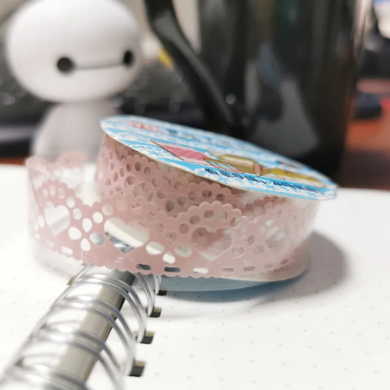 light pink 1 шт., яркие цвета, кружевная лента, декоративный рулон, сделай сам, Васи, декоративная клейкая бумага, маскирующая лента, самоклеющаяся лента, скрапбук, лента - Цвет: light pink