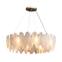 hotel villa project decorative lighting white glass leaves luxury crystal chandelier post modern ceiling pendant lamp