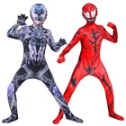 Детский костюм супергероя для косплея, костюм с красным Веном на Хэллоуин, трико, яркое праздничное платье