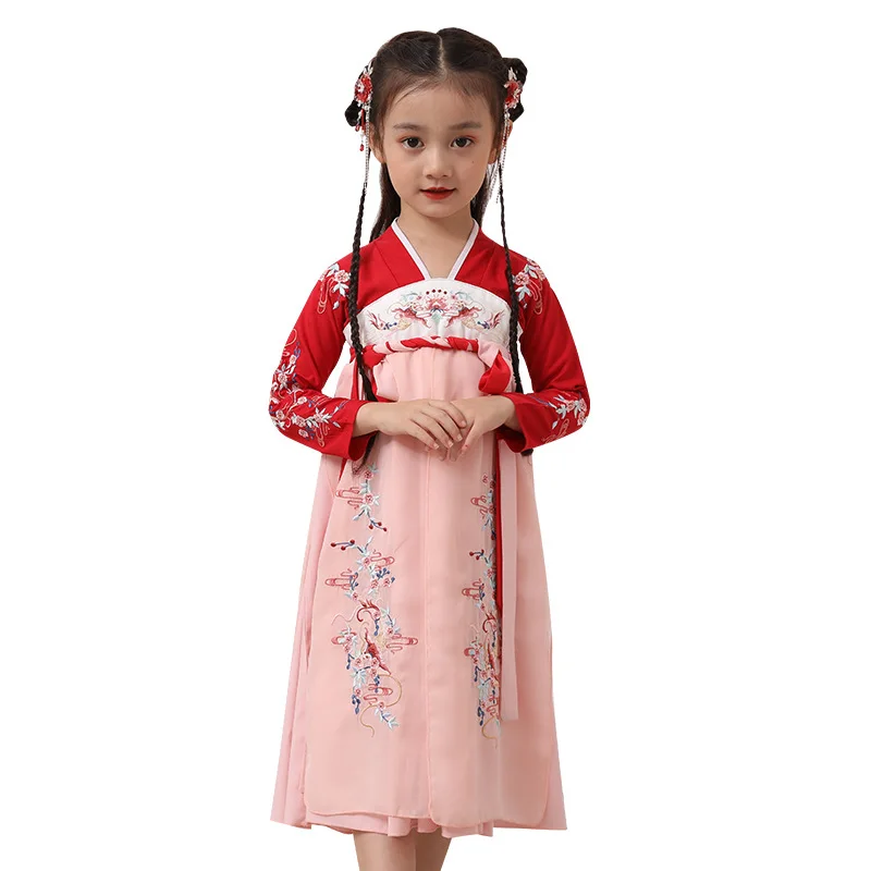 

Hanfu girls spring wind Chinese girls long-sleeved Ru skirt dress of Chinese ancient costume children